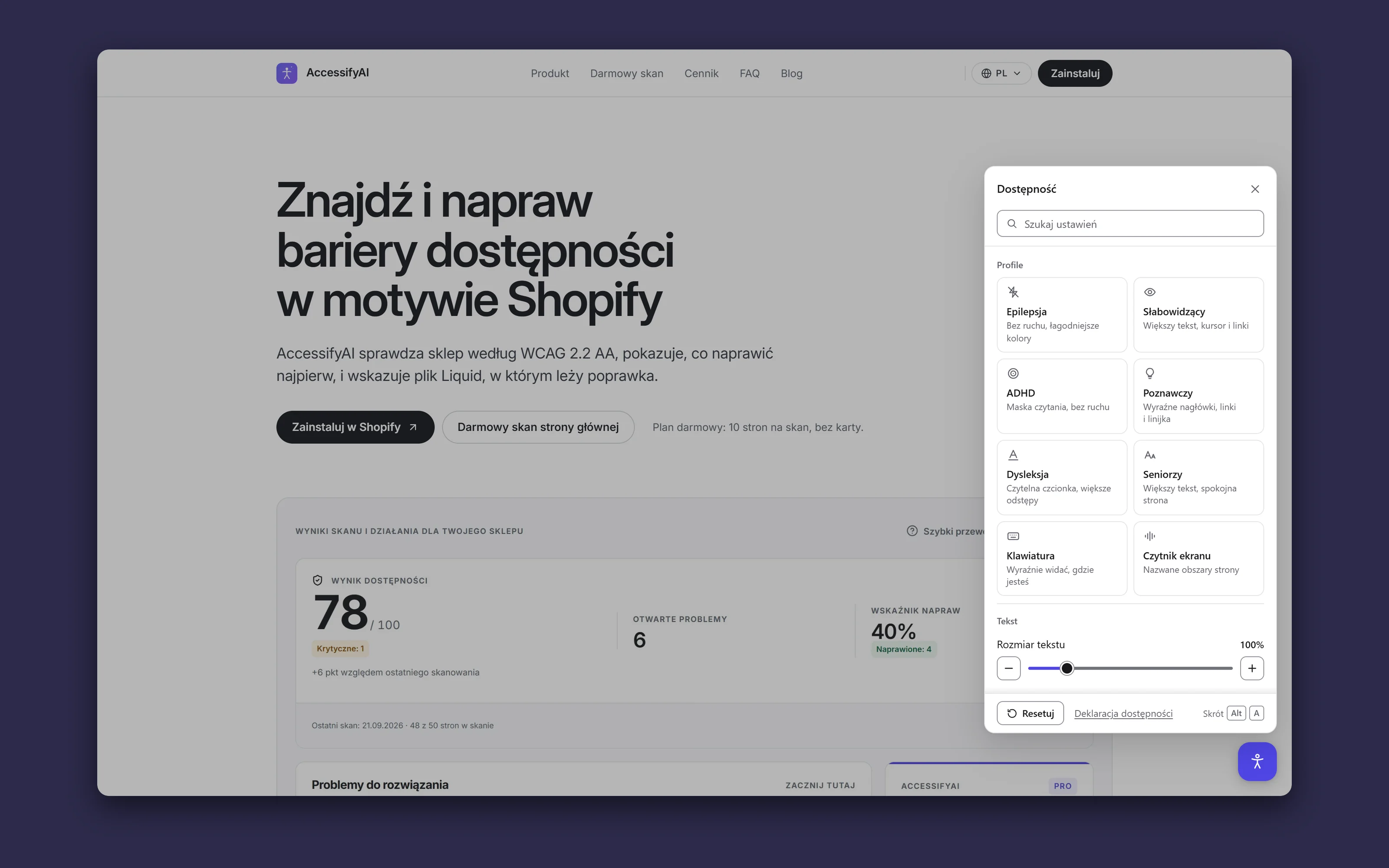 AccessifyAI, Aplikacja dostępności dla Shopify