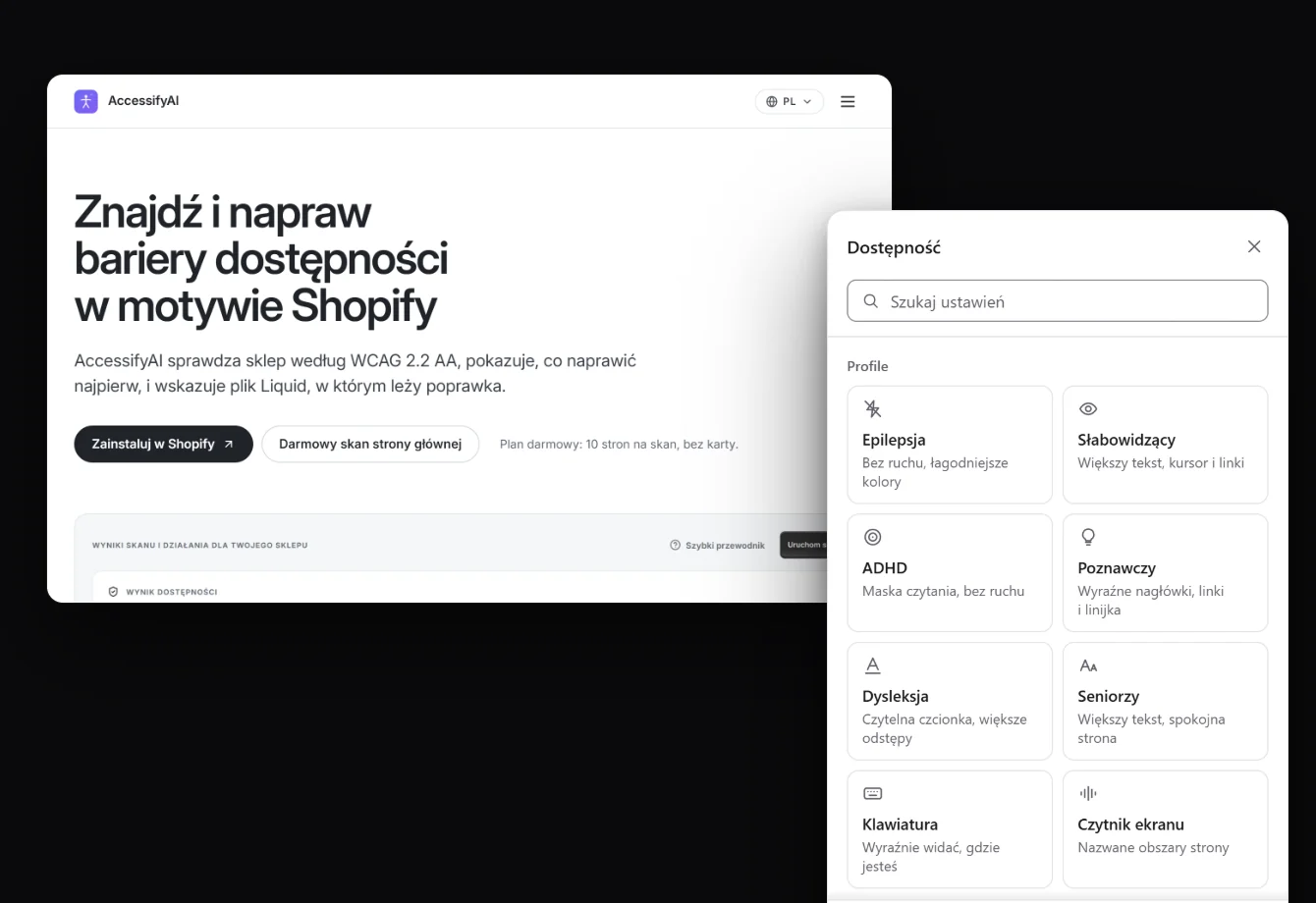 AccessifyAI: Aplikacja dostępności dla Shopify