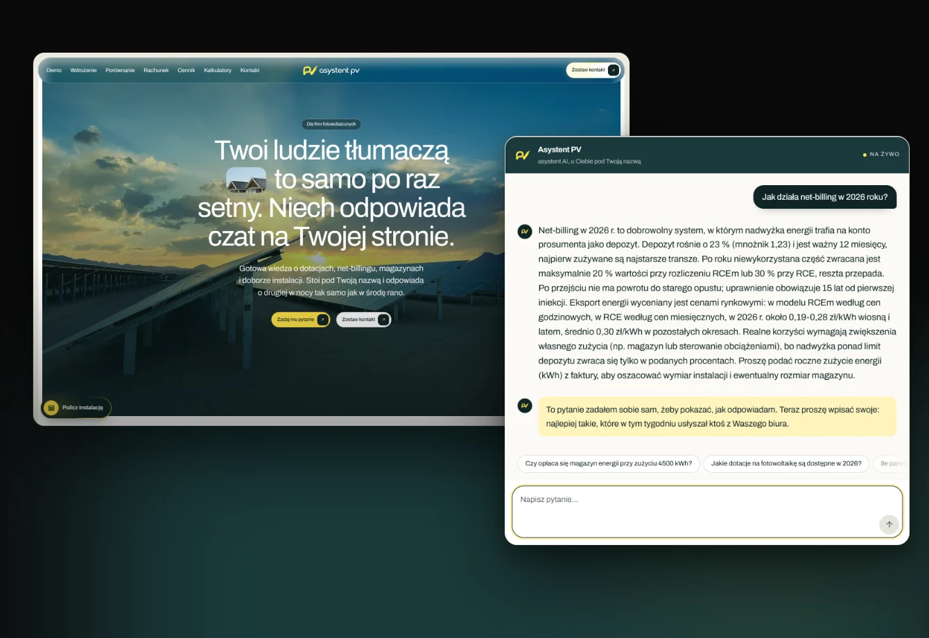 Asystent PV: Asystent AI dla firm fotowoltaicznych