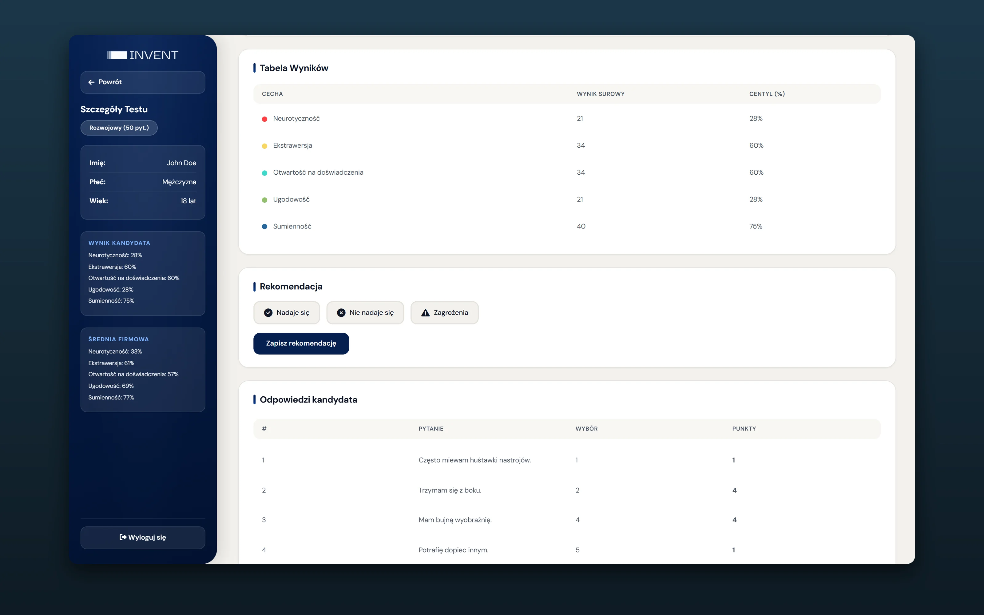 BIG5, Psychometric HR platform