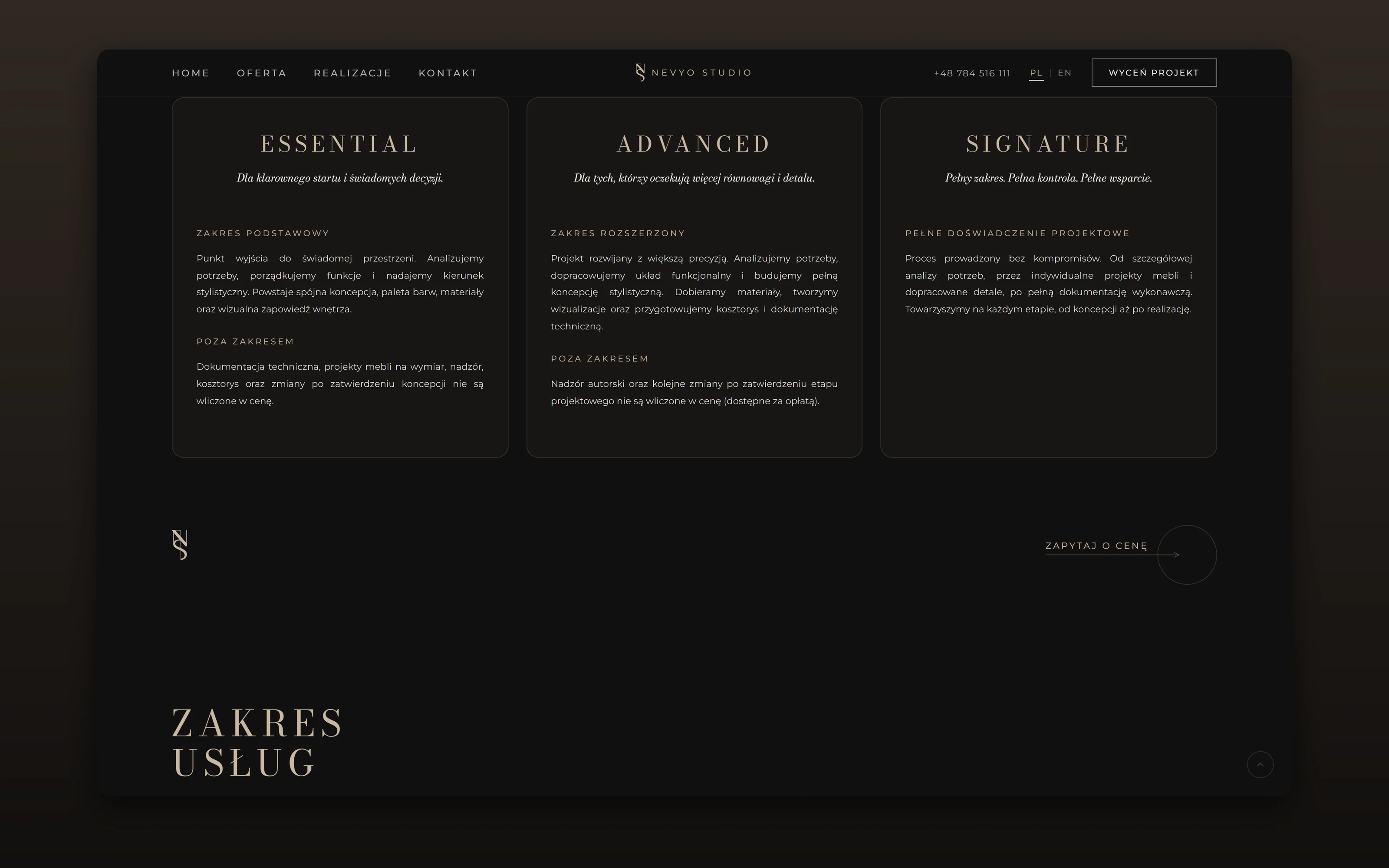 nevyo, Premium interior design website