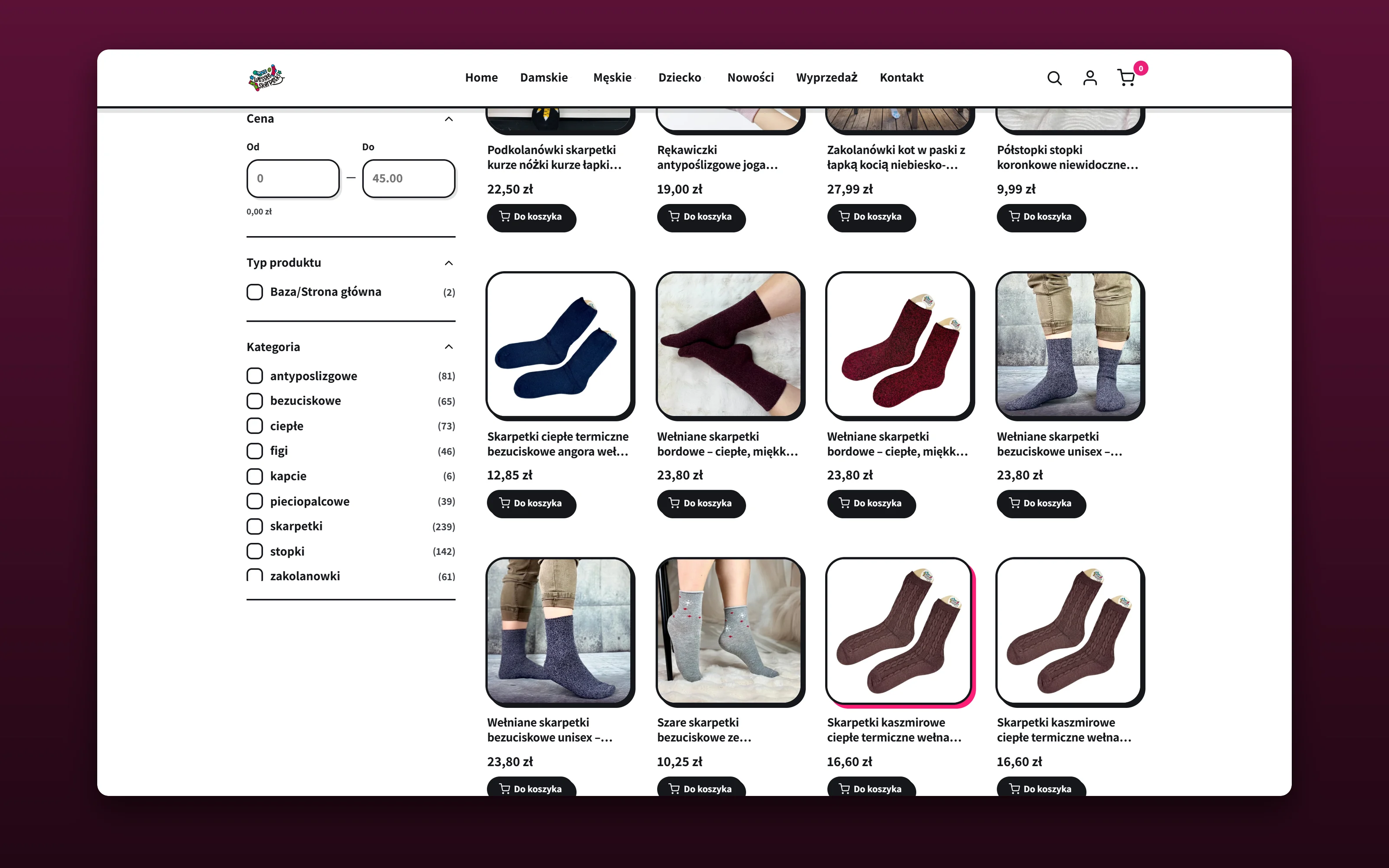 Wesołe Skarpetki, Sklep Shopify z autorskim motywem