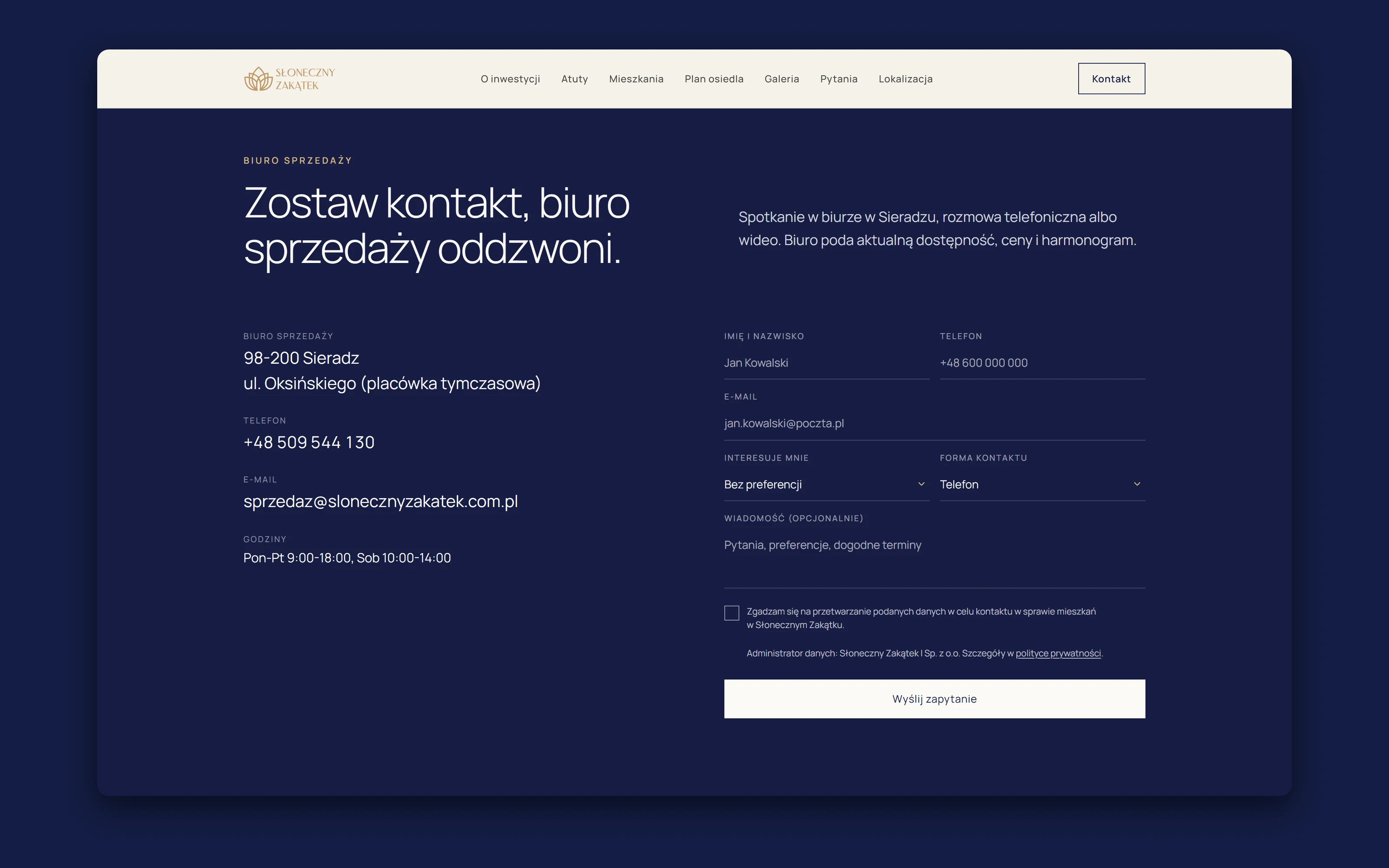 Słoneczny Zakątek, Housing estate website